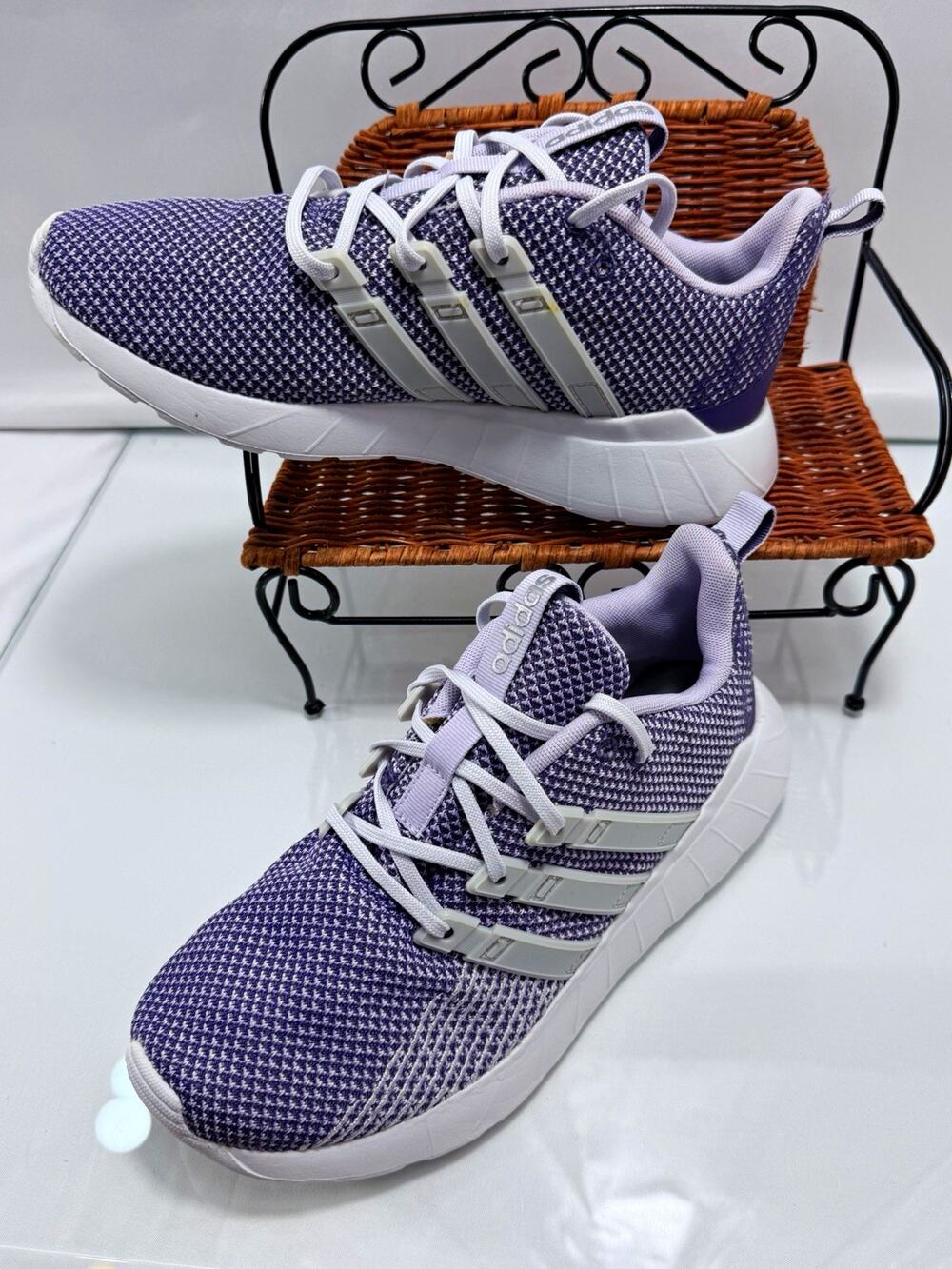 adidas Women’s Purple/White/Gray Low Top Lace-Up Textile Rubber Sneaker EG6632